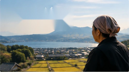 大分の風景を眺める人