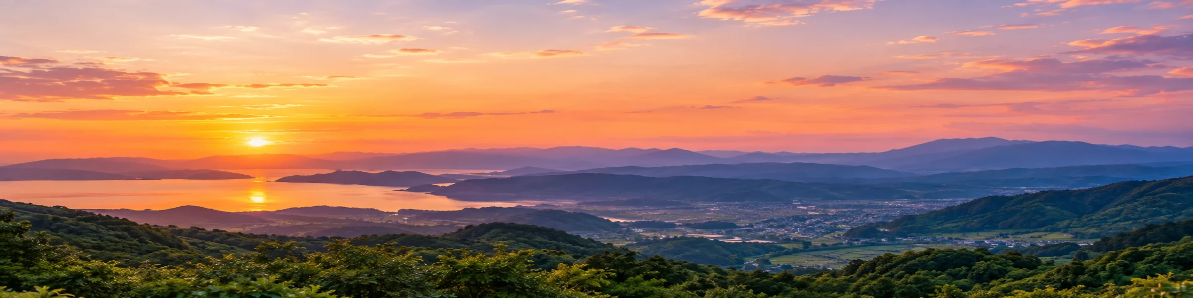 夕暮れの大分の山々